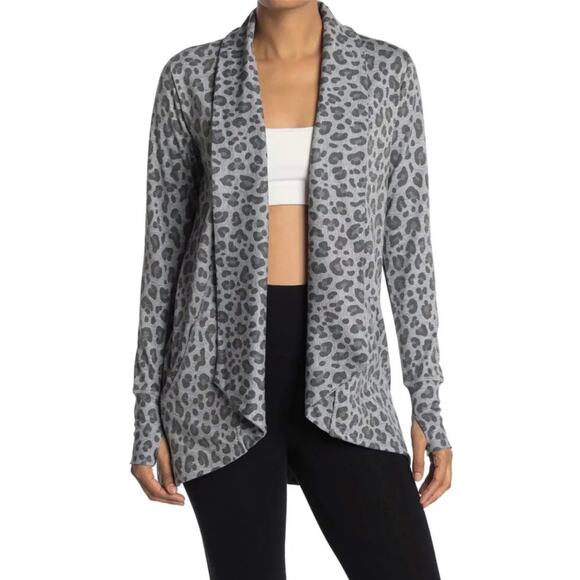 90 Degree by Reflex Womens Leopard Print Open Front Cardigan Sz‎ XS | Athleisure - Picture 1 of 13
